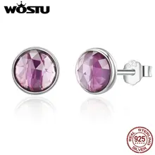 WOSTU, модные, новые, 925 пробы, серебряные, Февральская капелька, серьги-гвоздики для женщин, Стерлинговое Серебро, ювелирное изделие, подарок