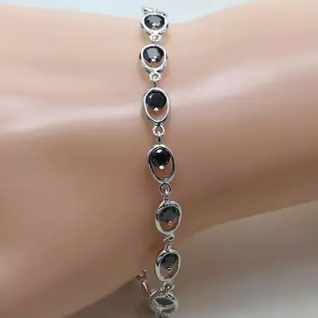 

Otogo Transing Black Crystal Cubic Zirconia Stone Silver Color Inlay Women 7 Inch Jewelry Bracelet Anniversary Wedding J019B