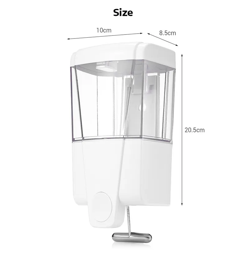 500ML Soap Dispenser ABS Wall Mount Shower Pump Liquid Shampoo Soap Dispenser Bathroom Supplies New Fashion High Quality  (6)