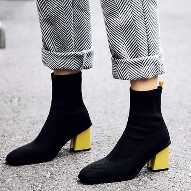 Tangnest مثير النساء الكاحل جورب الأحذية 2018 جديد قصيرة التمهيد حزب عالية الكعب عارضة أحذية منصة امرأة زائد حجم XWX6924