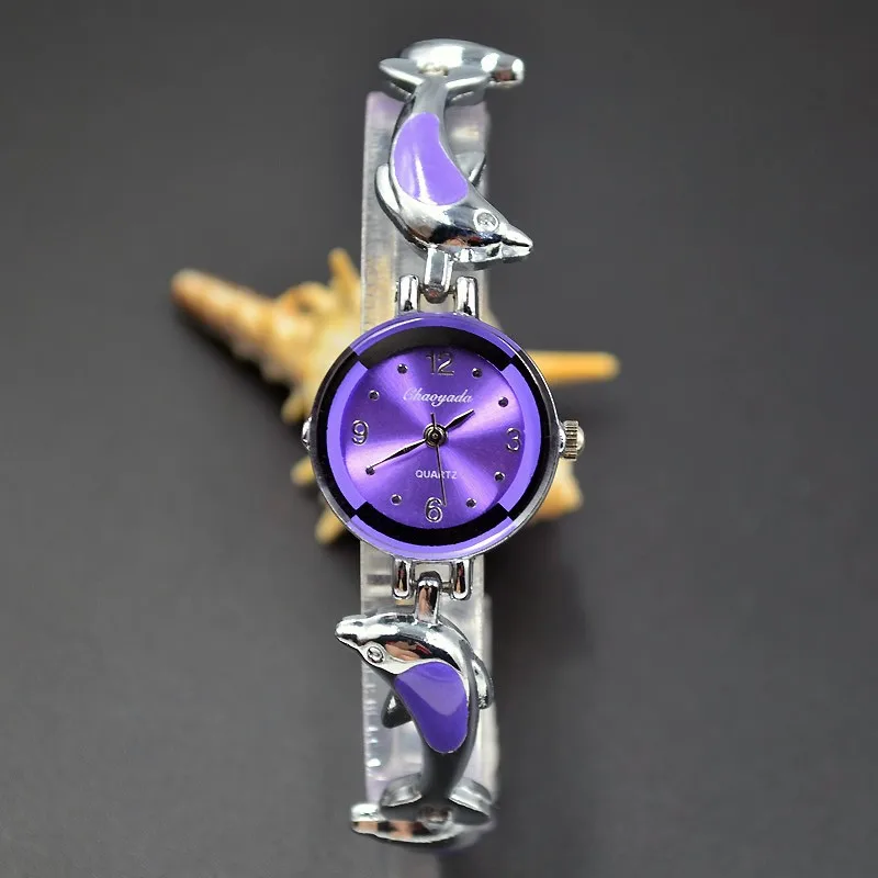 Модные Элегантные наручные часы женские Девушки Дельфин стиль изысканный металлический сплав группа кварцевые браслет часы 935