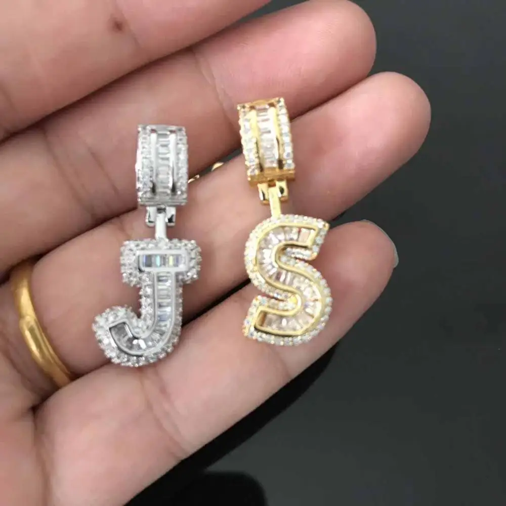 

Iced out new arrival Single baguette letter pendant