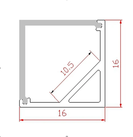 М/шт. 2,5 мм Бесплатная доставка 2500 мм x мм 16 мм x 16 мм алюминиевый профиль для светодио дный светодиодной ленты света; экструзионный