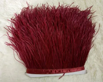 

Selling! Wholesale 10yards/lot pretty wine red ostrich feathers ribbon 10-15 cm/4-6 inch For Dress/Craft Supplies