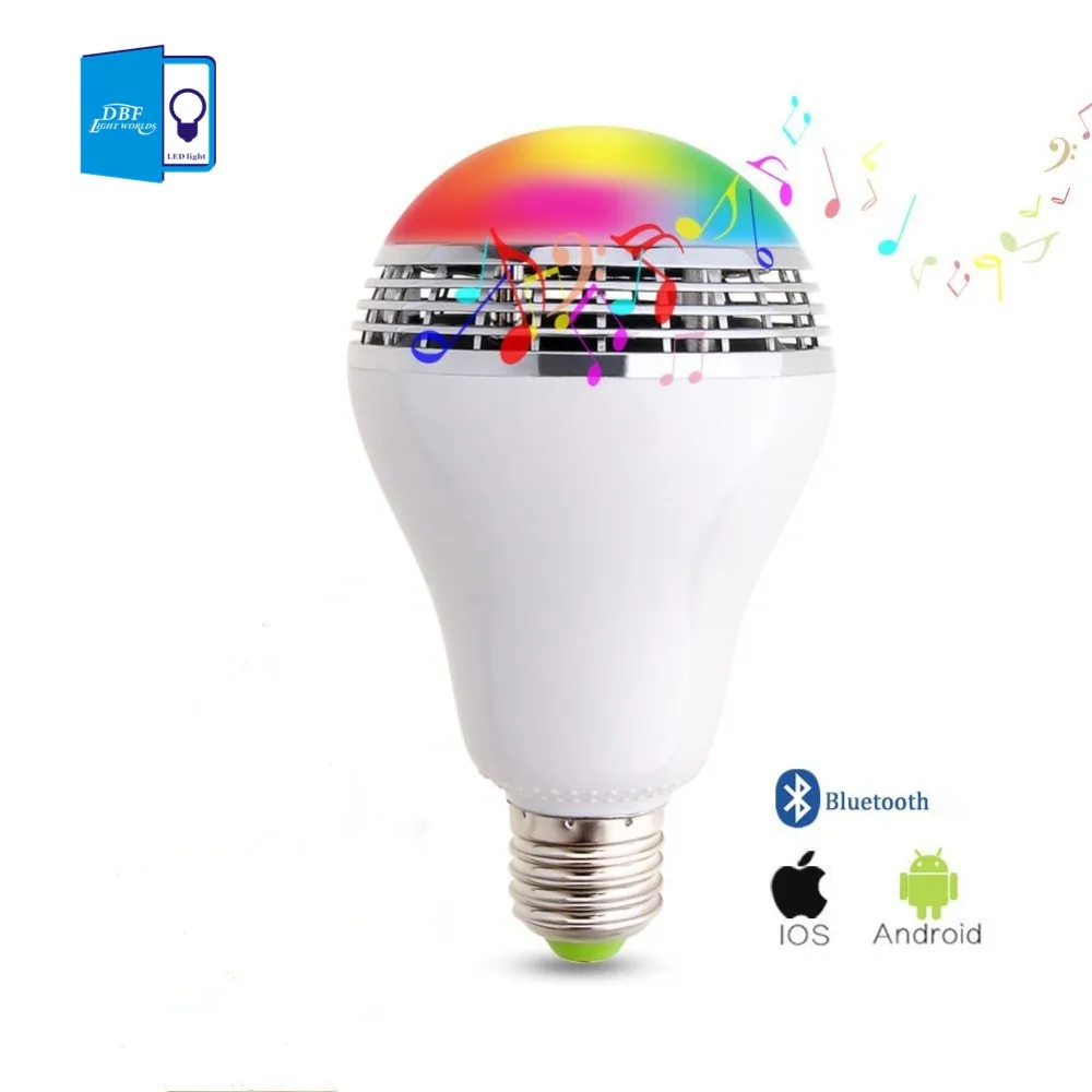 [DBF] E27 10W RGB LED Bulb Bluetooth Lighting Lamp Colorful Dimmable Speaker Music Lights Bulb With RF 24key Remote Control 