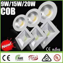 CREE 9 Вт 15 Вт 20 Вт удара ультратонкие светодиодный Панель огни 85-265 В светильники затемняемые светильник Встраиваемые потолка вниз огней лампы CE UL