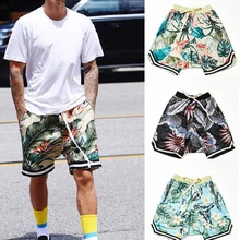 Новые мужские модные штаны с цветочным принтом Летние Пляжные штаны мужские стильные брюки для отдыха мужские штаны