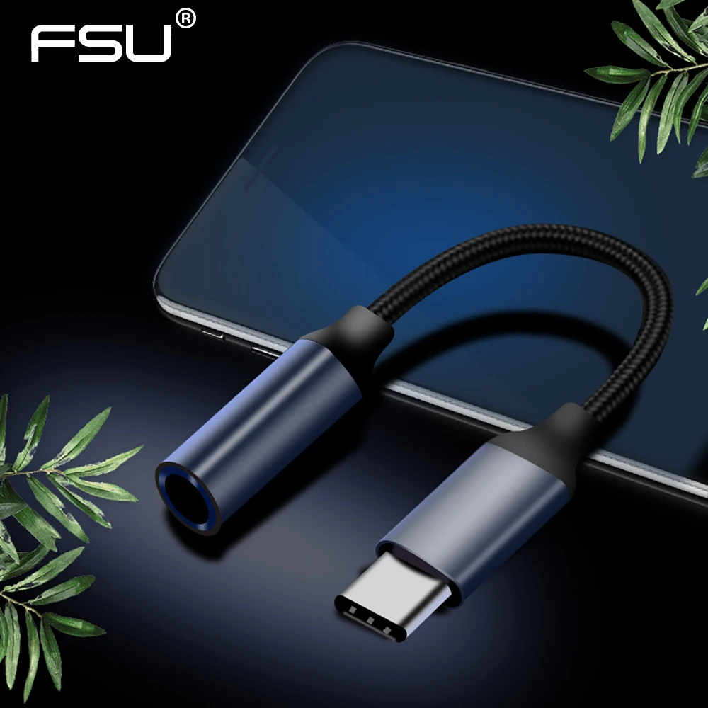 Type c to 3.5mm Jack Earphone USB C to 3.5mm AUX Headphones Adapter For