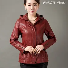 Плюс Размер L-5XL Среднего возраста Матери Женщины Повседневная Куртка из искусственной кожи с капюшоном Мягкая