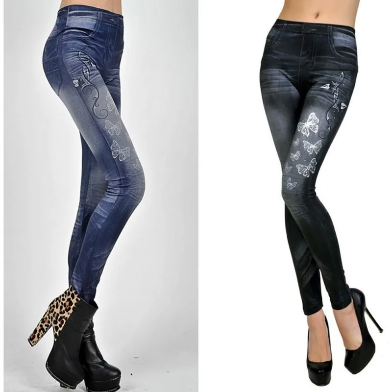 Sexy Stretchy Slim Leggings Women Denim Jeggins Skinny Embroidery ...