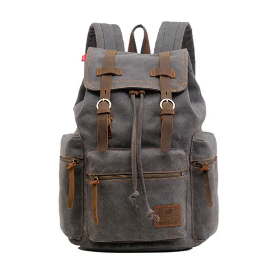 Scione винтажные рюкзаки для путешествий, мужские Модные холщовые школьные сумки для ноутбука на шнурке, Большой Вместительный ретро рюкзак для подростков, сумки на плечо - Цвет: Gray Small