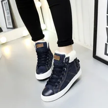 40 high top de mode de femmes d’hiver chaussures 2017 nouveau denim chaussures de toile des femmes chaud casual bottes de neige botas invierno mujer casual