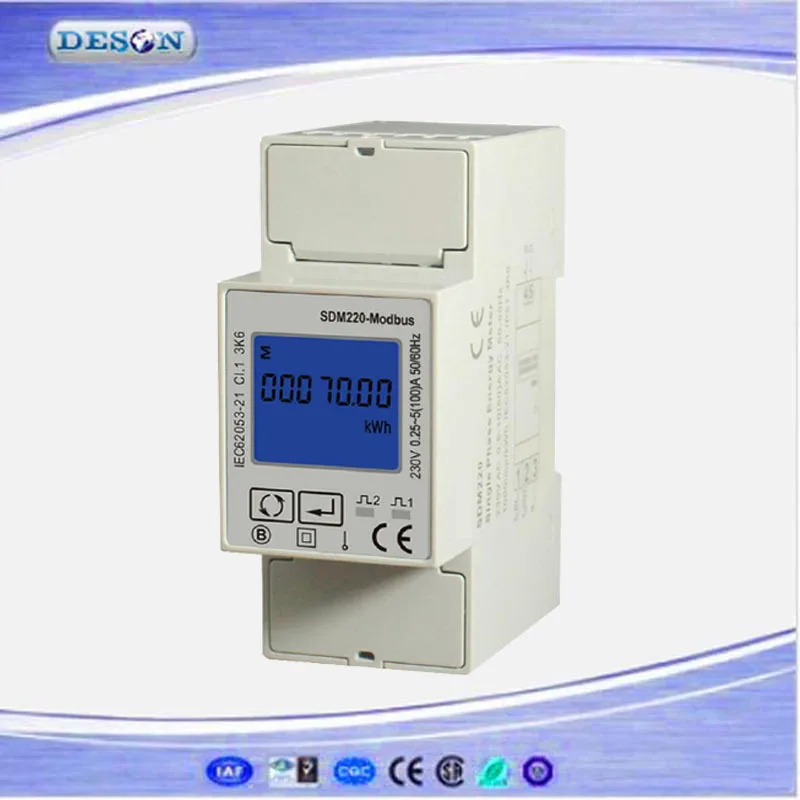 SDM220 Modbus RS485 однофазный кВт/ч счетчик энергии, din-рейка мультиметр, цифровой ЖК-счетчик энергии AC230V SDM220 Modbus RS485 однофазный кВт/ч счетчик энергии, din-рейка мультиметр, цифровой ЖК-счетчик энергии AC230V