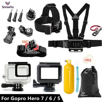 

SnowHu for Gopro Accessories Set For Gopro hero 7 6 5 Waterproof case Protection Frame monopod for Go pro 7 6 gopro 5 GS73