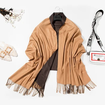 

New Double Side Muffler Women Fashion Winter Scarf Solid Thick Warm Scarf Tassels Scarves Female Plaid Cashmere Bufanda