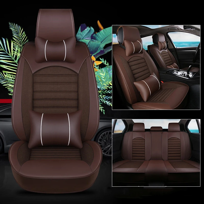 kalaisike Leather plus Flax Universal font b Car b font Seat covers for Chrysler all models