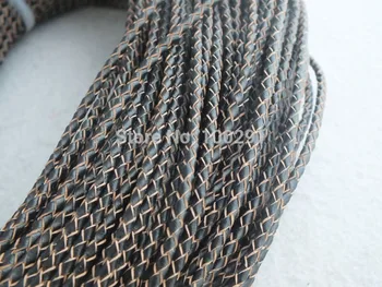 

Free ship!!! High quality natural 4mm black braided geunine leather cord 50yards/roll MN-2481