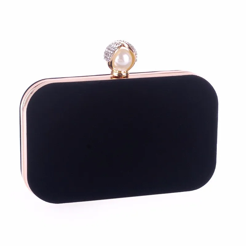 Luxy Moon Small Pure Black Velvet Clutch Box Bag Side View