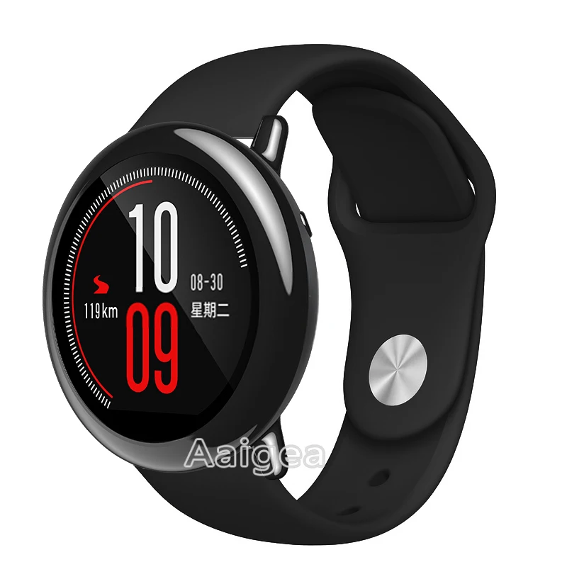 Цветной мягкий силиконовый ремешок для часов для Xiaomi Huami Amazfit Pace, умные часы, спортивный сменный Браслет, ремешок на запястье - Цвет ремешка: Черный