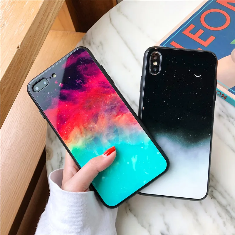 Чехол для iPhone X XR XS Max 8 7 6 6s плюс прекрасный мультфильм звездное небо Луна