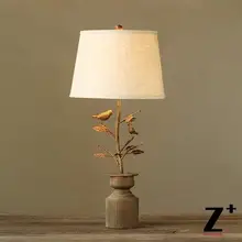 Кантри стиль американский французский Искусство настольная лампа-деко rion сделано Лен абажур Птица лист вырезание abajur