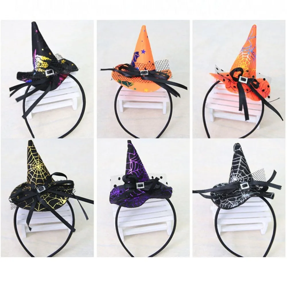 

Christmas Witch Head Buckle Halloween Props Colorful Witch Hat Headband Fashion Costume Dress up Accessories for Party
