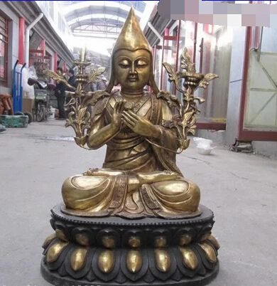 

xiuli 003336 29 Tibet Buddhist Temple Bronze Gild Tsong-kha-pa Guru Tsongkhapa Buddha Statue