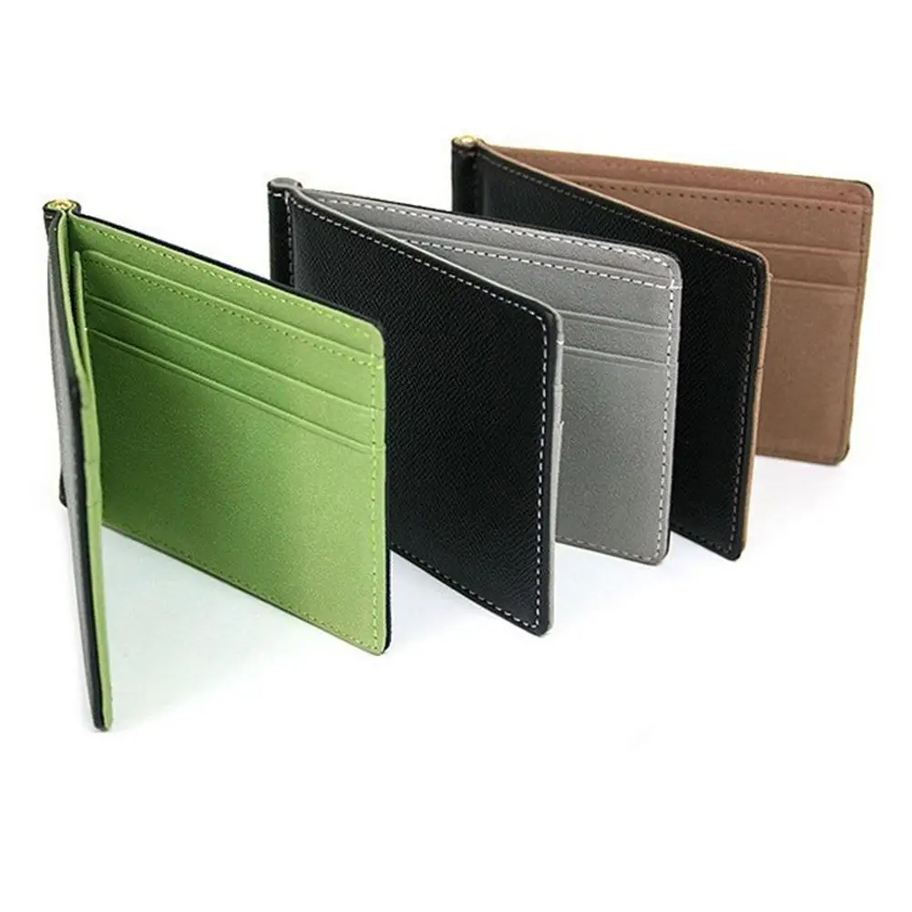 

Ultra-thin Men PU Leather Money Clip Card Holder Business Purse ID Credit Card Holders For Male Convenient Wallet