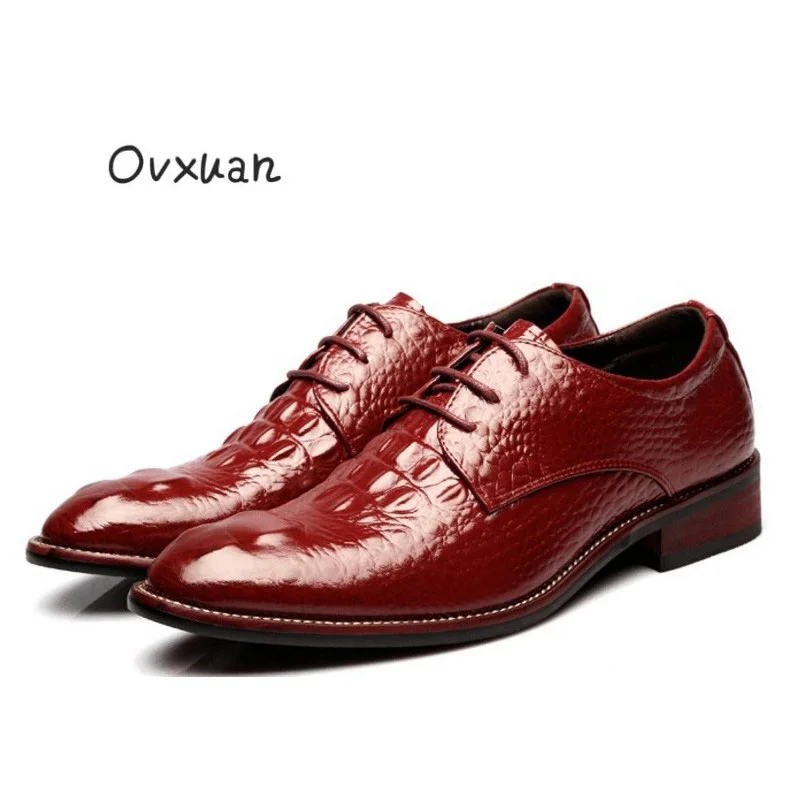 

Inside height increase mens genuine leather shoes Crocodile Pattern Brogue Business Formal Dress Men Shoes office work shoes