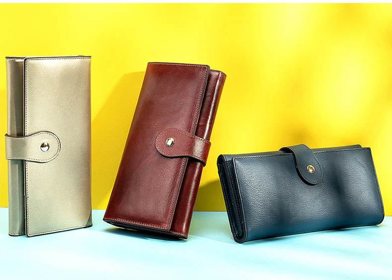 MJ Women's Wallet Genuine Leather Female Long Wallet Women Card Holder Wallets Money Bags Lady Wallets Clutch Purse Coin Pocket (9)