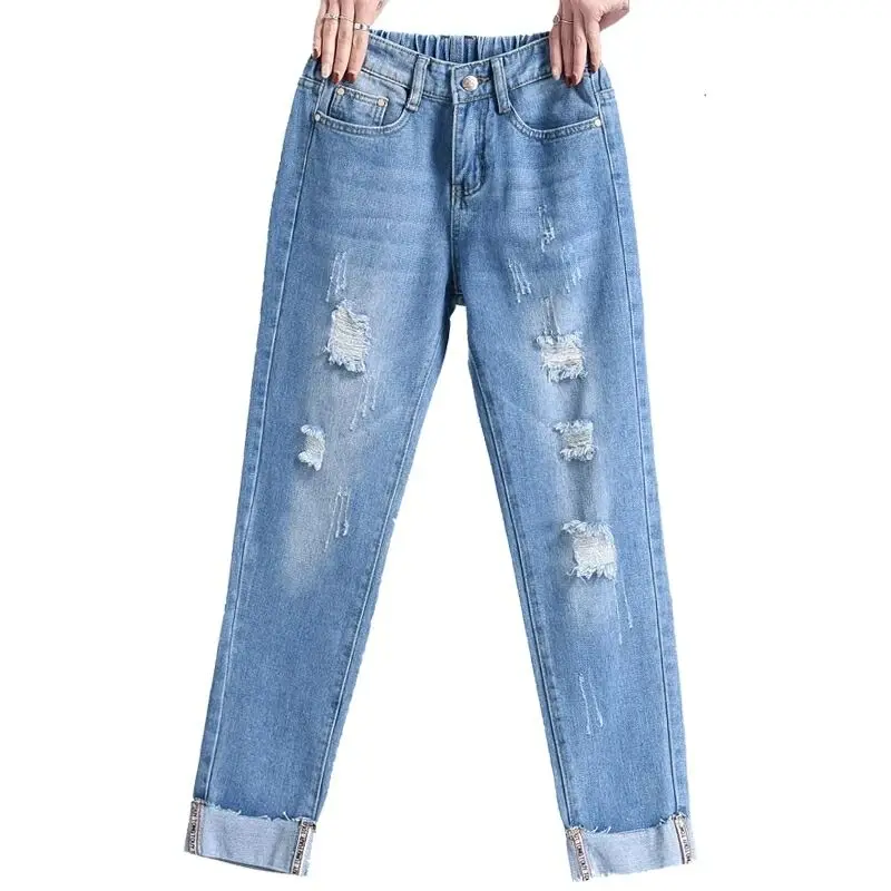 Summer 2019 Ripped Boyfriend Jeans For Women High Waist Loose Skinny Jeans Woman Femme Denim Mom Jeans Feminino Plus Pants D25 Summer 2019 Ripped Boyfriend Jeans For Women High Waist Loose Skinny Jeans Woman Femme Denim Mom Jeans Feminino Plus Pants D25