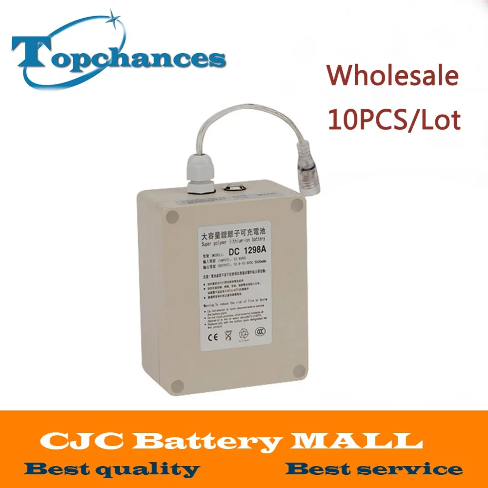 

Wholasale 10x High Quality New Waterproof DC 12V 9800mah Rechargeable Li-ion Lithium Battery Batteries for CCTV camera With Plug