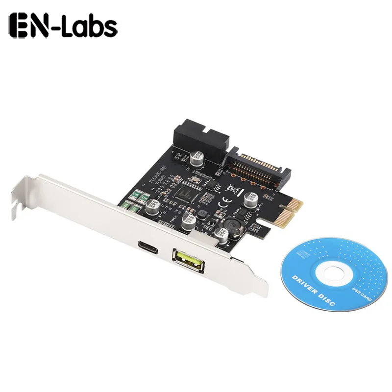 En-Labs USB 3,0 3 порта(type C+ 20 Pin внутренний) PCI-E Express Card w/2.4A Quick Charge usb-хаб адаптер контроллера для ПК