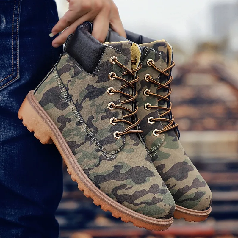 

Fashion Leather Winter Boots Men Motorcycle Snow Boots Suede Autumn Martin Boots Men Winter Shoes Lace Up Ankle Footwear Male
