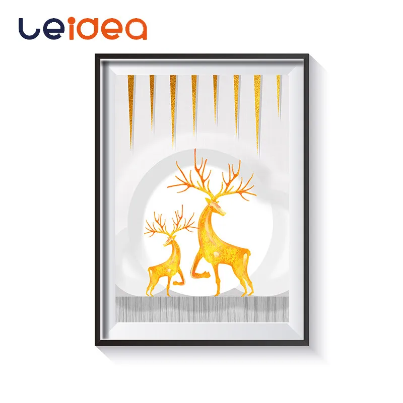 

DIY Digital Oil Painting By Numbers Forest Deers Canvas For Living Room Acrylic Coloring Golden Elk Wall Decor