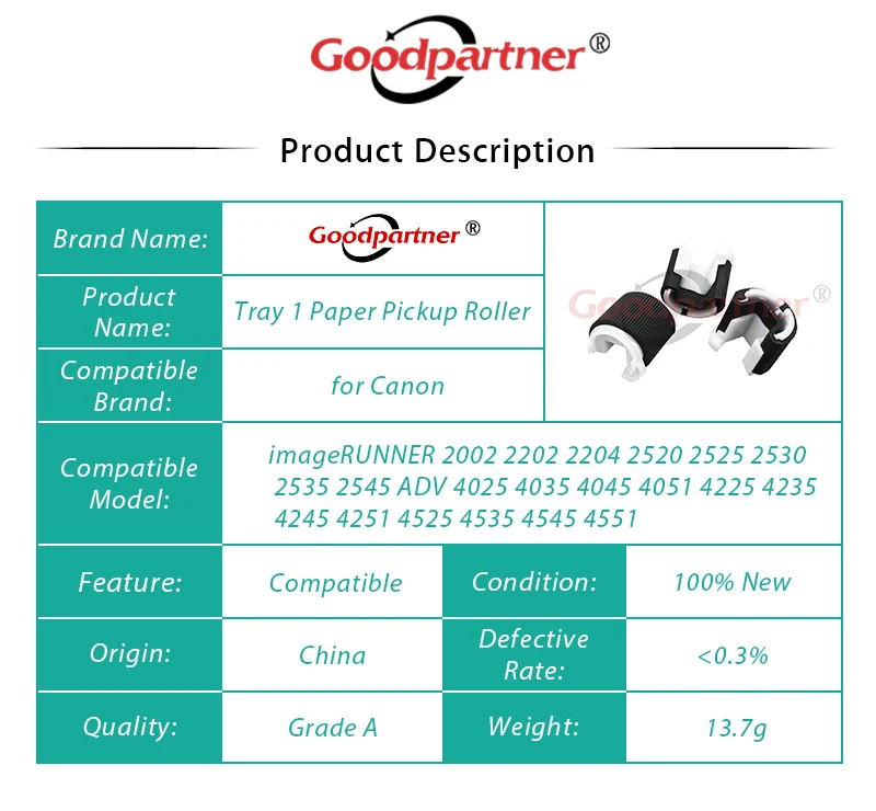 1X FL3 1352 000 Cassette Tray 1 Paper Feed Pickup Roller for Canon IR 2002 2202 2204 2520 2525 2530 2535 2545 4545 4551|Детали