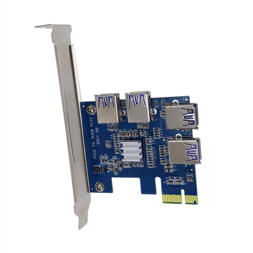 

PCI-E PCI Express Riser Card Expand Card Board PCIE 1 to 4 USB Adapter Card 1x to 4-port 16x Adapter For Bitcoin Mining Machine