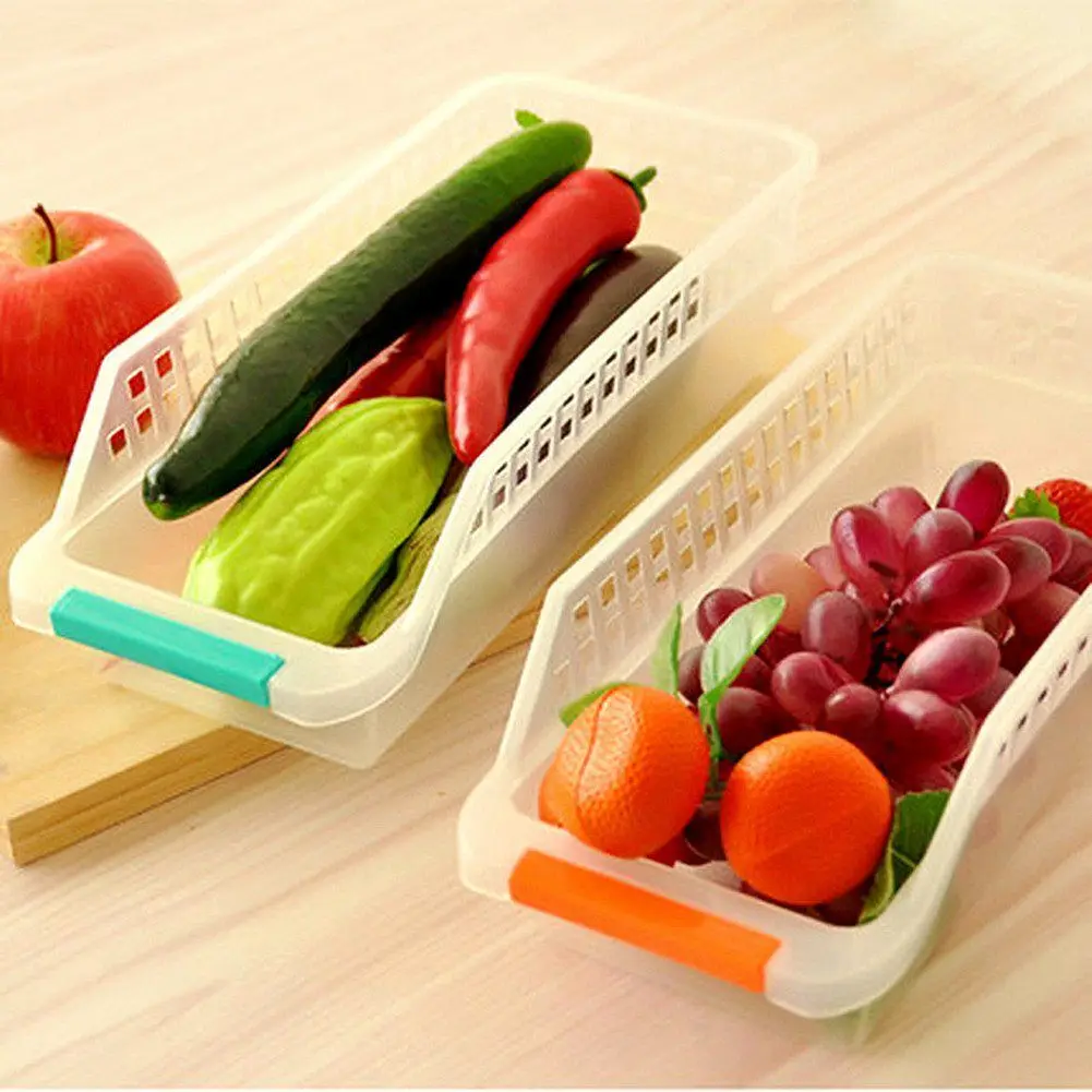 

Refrigerator Durable Storage Organizer Fruit Handled Kitchen Collecting Box Basket Rack Stand Basket Container (4Pcs)