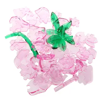 

3D Crystal PuzzleBlock Jigsaw Model DIY Rose IQ Toy Furnish Gift Gadget pink