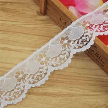 

40mm Polyester Lace Trim White Fabric Sewing Accessories Cloth Wedding Dress Decoration Ribbon Craft Supplies 300yards L360
