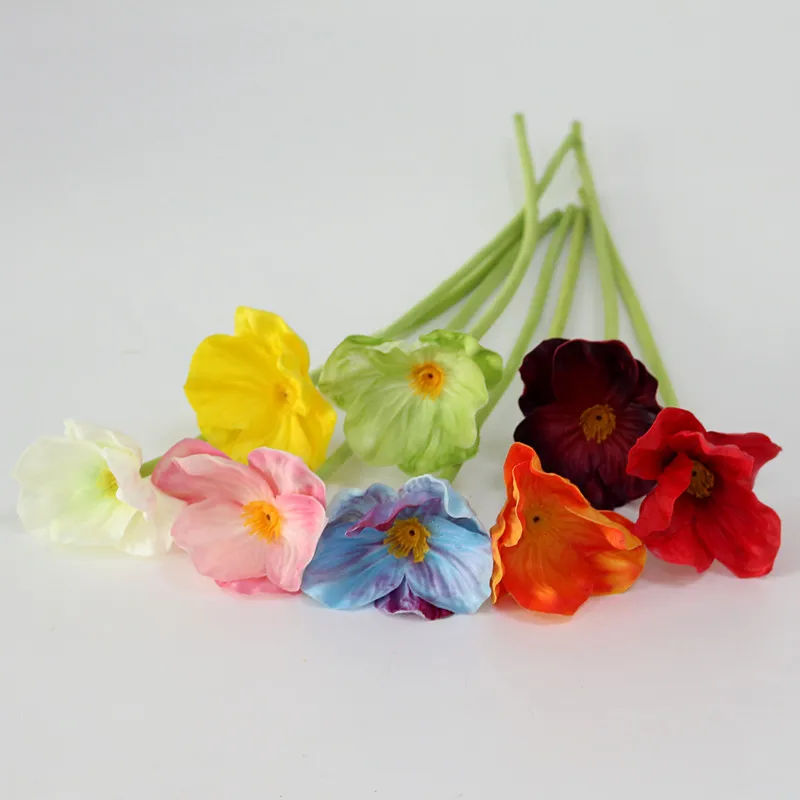 Flone High Quality Mini Artificial Poppies Branch Simulation Flowers Poppies Fake Flower For Wedding Home Office Party Decor Art (4)