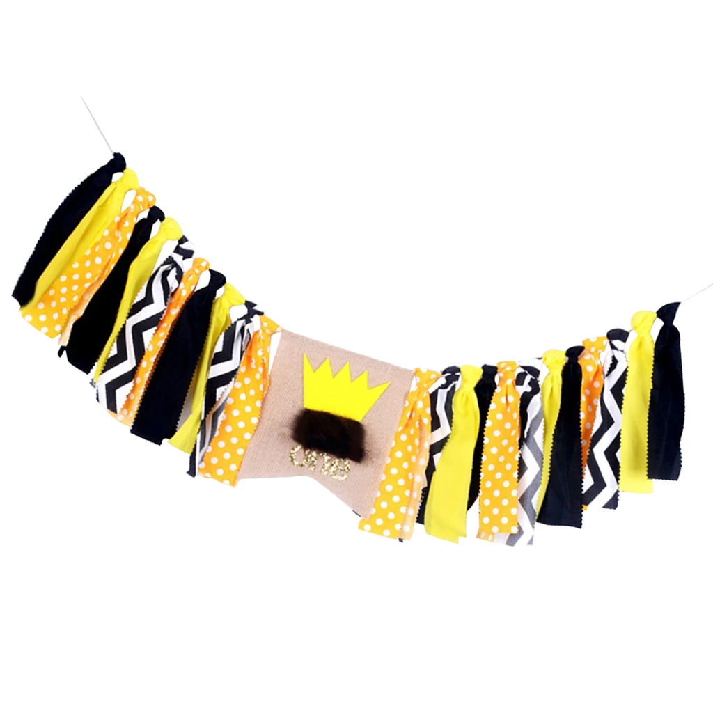 Crown ONE Bunting Banner Tissue Paper Tassel Bunting Garland Pom Poms Birthday Party Hanging Decor Photobooth Party Supplies