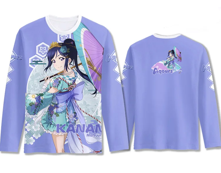 Футболка с принтом Love Live Sunshine Aqours Yukata Awaken, костюм для косплея, футболка с длинными рукавами Kurosawa Ruby Tsushima Yoshiko