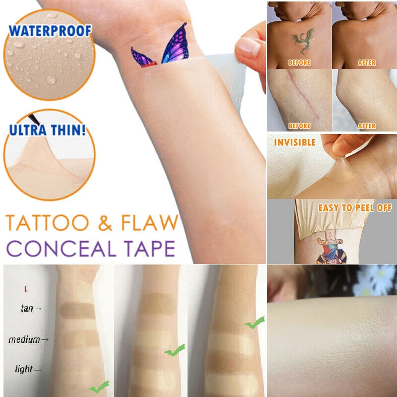 Быстро просвечиваемые цветные наклейки для татуировки на кожу, чтобы покрыть следы от шрамов, гибкие наклейки телесного цвета, скрывающие артефакт