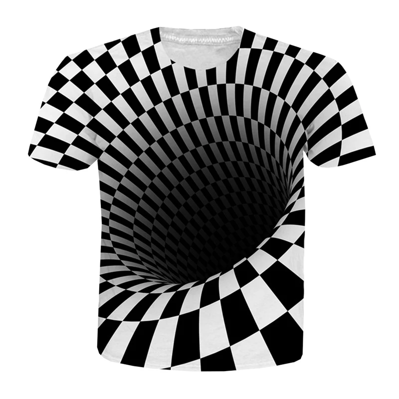 Black And White Vertigo Hypnotic Printing T Shirt Unisxe Funny Short Sleeved Tees Menwomen Tops Men's 3D T-shirt