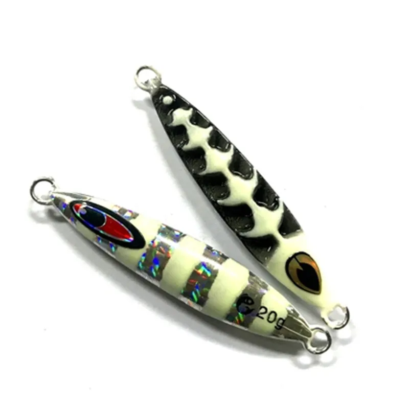 

Ufishing Glow Jigging Fishing Lure 1Pcs/Lot Slow Metal Jig with Dinosaur Bone Design 20g Spoon Bait