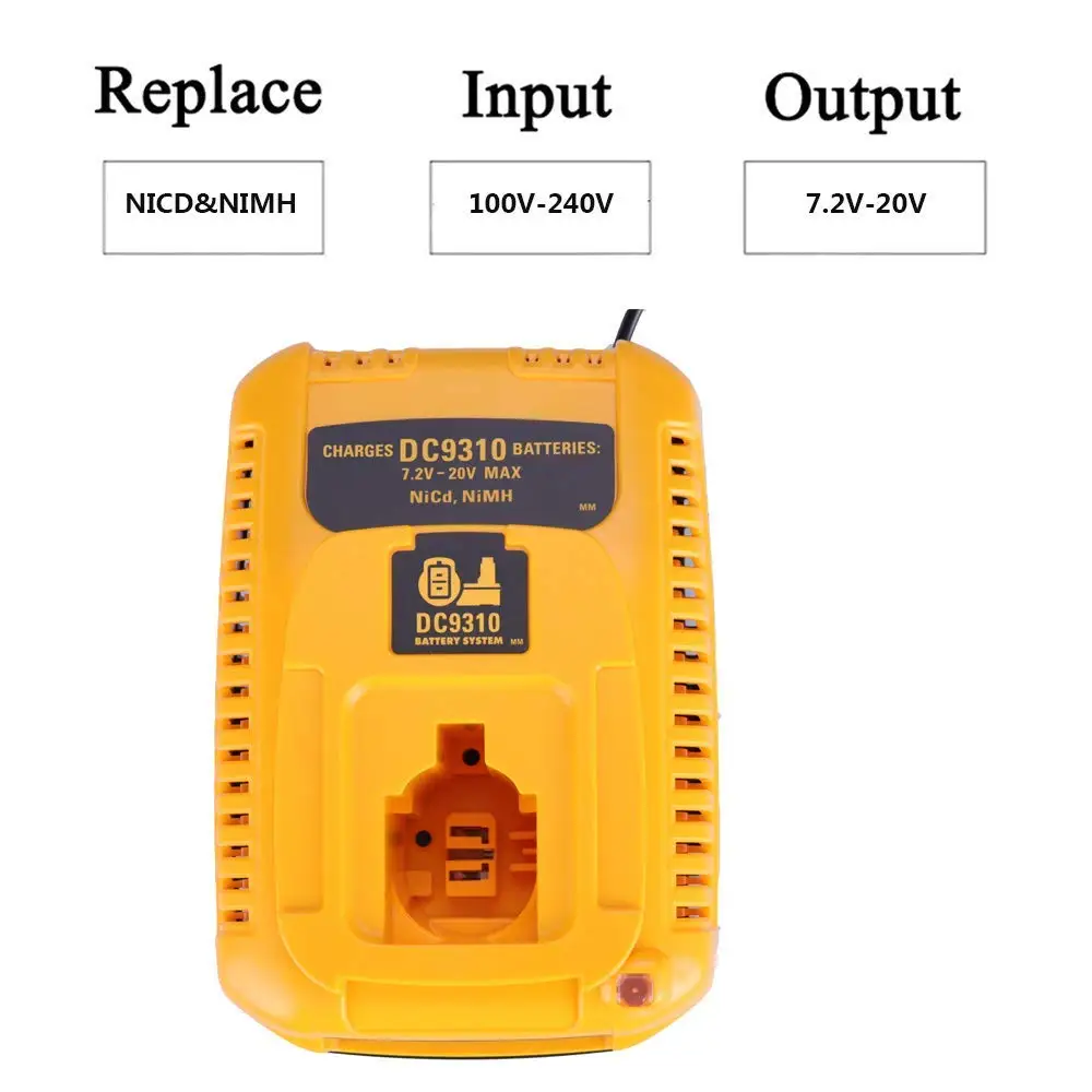 Для DEWALT ni и никель-металл-гидридного Батарея Зарядное устройство DC9310 7,2 в-18 в Батарея DC9096 DW9096 DE9095 DE9096 DE9098 DC9091 DE9038 DW9094 DE9092
