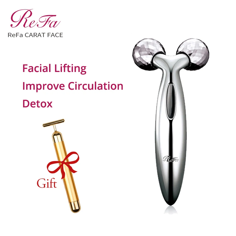 ReFa CARAT FACE Roller Massager Micro-current Kneading Massage Motion Treatment Platinum Plating Waterproof Face Lifting