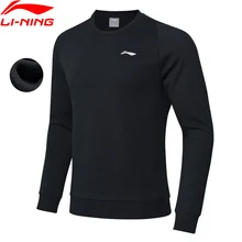 Li-Ning мужская Спортивная толстовка с капюшоном, Флисовая теплая хлопковая подкладка, удобный спортивный свитер AWDN859 COND18