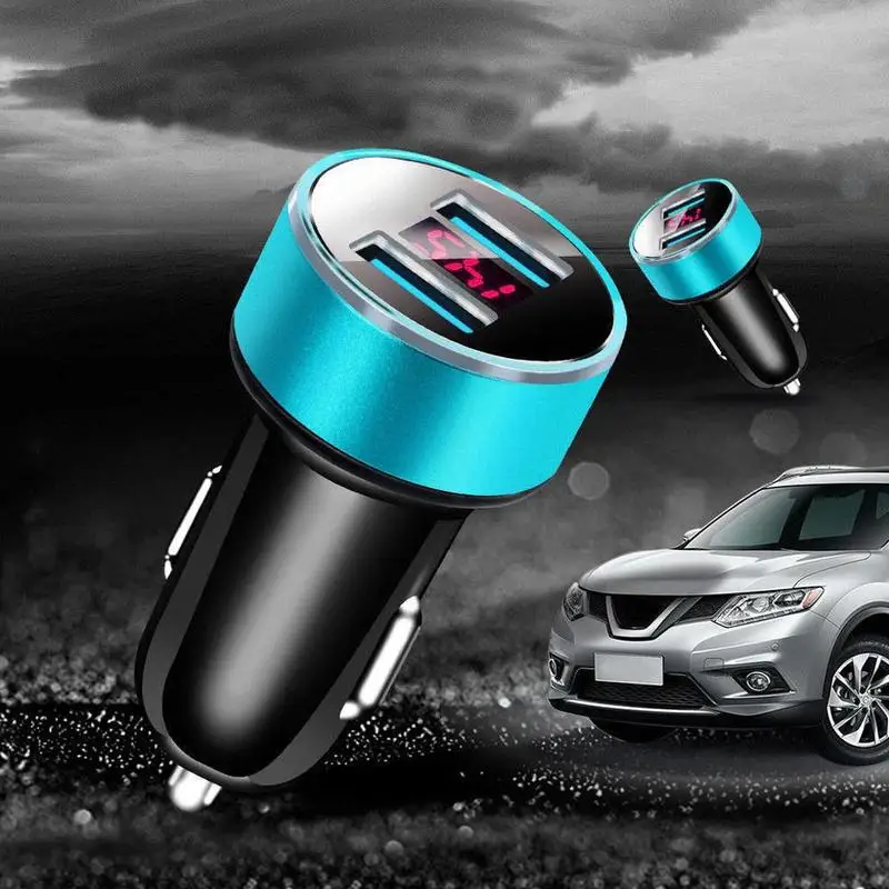 Автомобильное зарядное устройство с двумя USB разъемами 3,1 А, 2 порта, ЖК-дисплей, 12-24 В, прикуриватель, быстрое автомобильное зарядное устройство, адаптер питания, автомобильный стиль